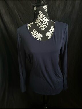Soma Navy Scoop Neck Long Sleeve Top